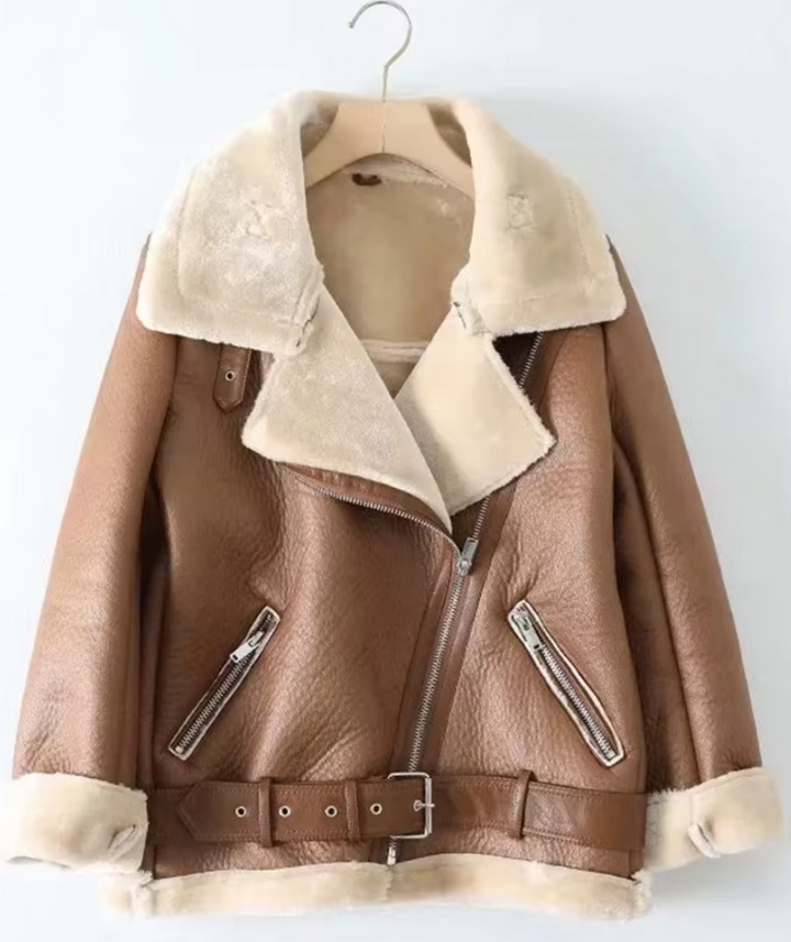 CHARLOTTE | Fur-Lined Leather Coat